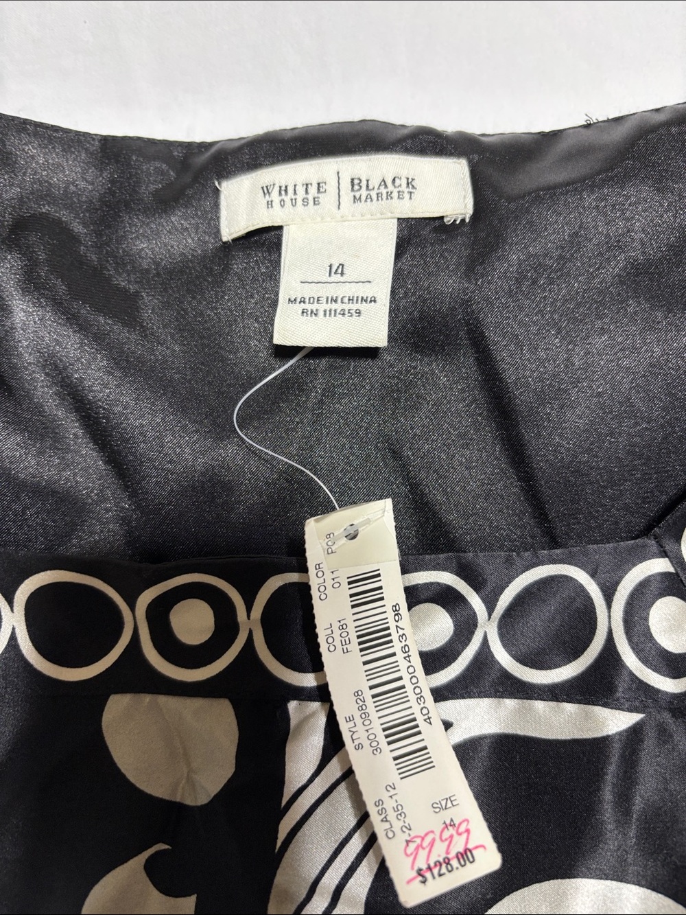 White House Black Market Black and White Circle-Print Midi Dress